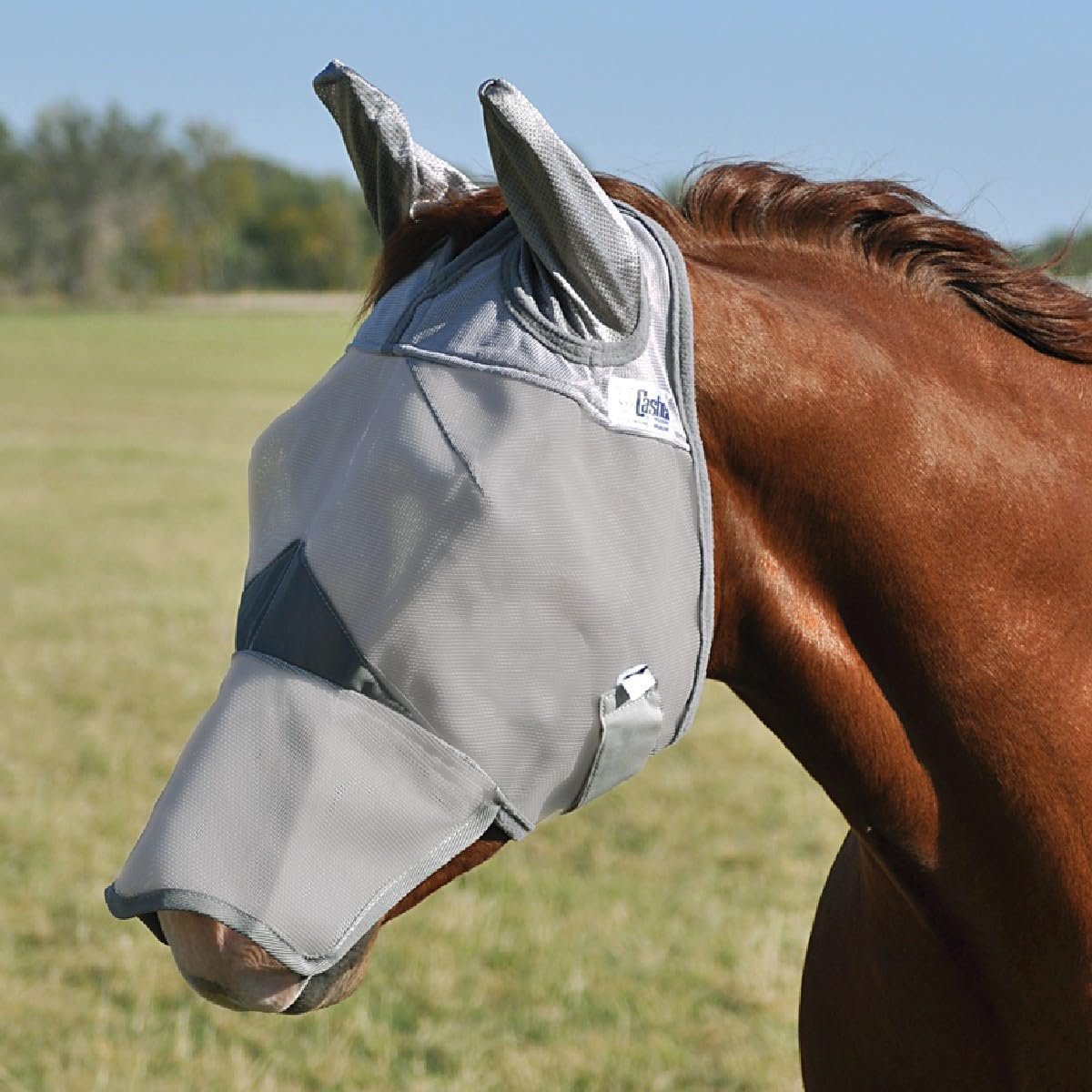 Cashel Crusader Fly Mask, Long Nose with Ears (Grey, Medium)