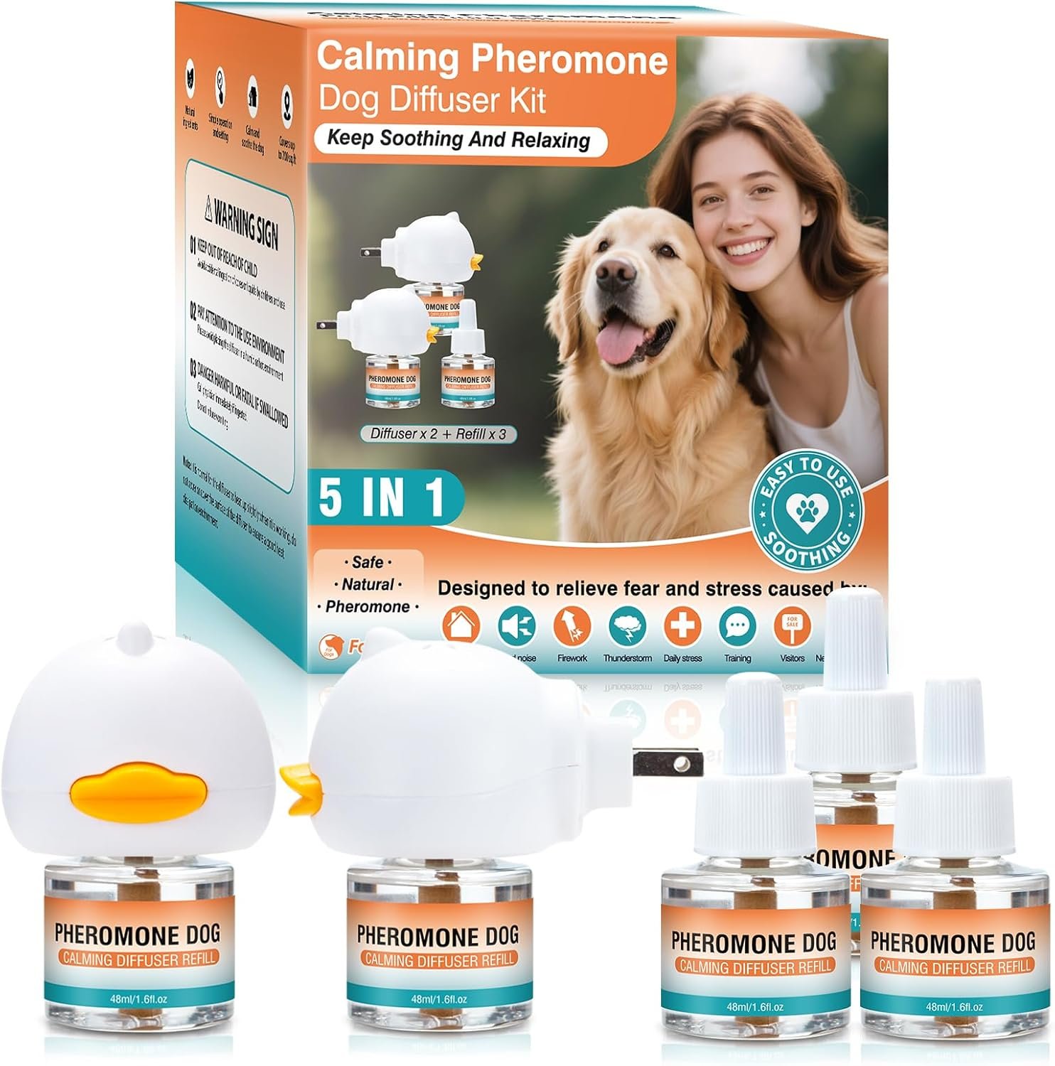 Diffuser to Calm Pet 5 in 1 Advanced Kit Appeasing Pheromone Diffuser for Anxiety Relief Dog Calming Pheromones