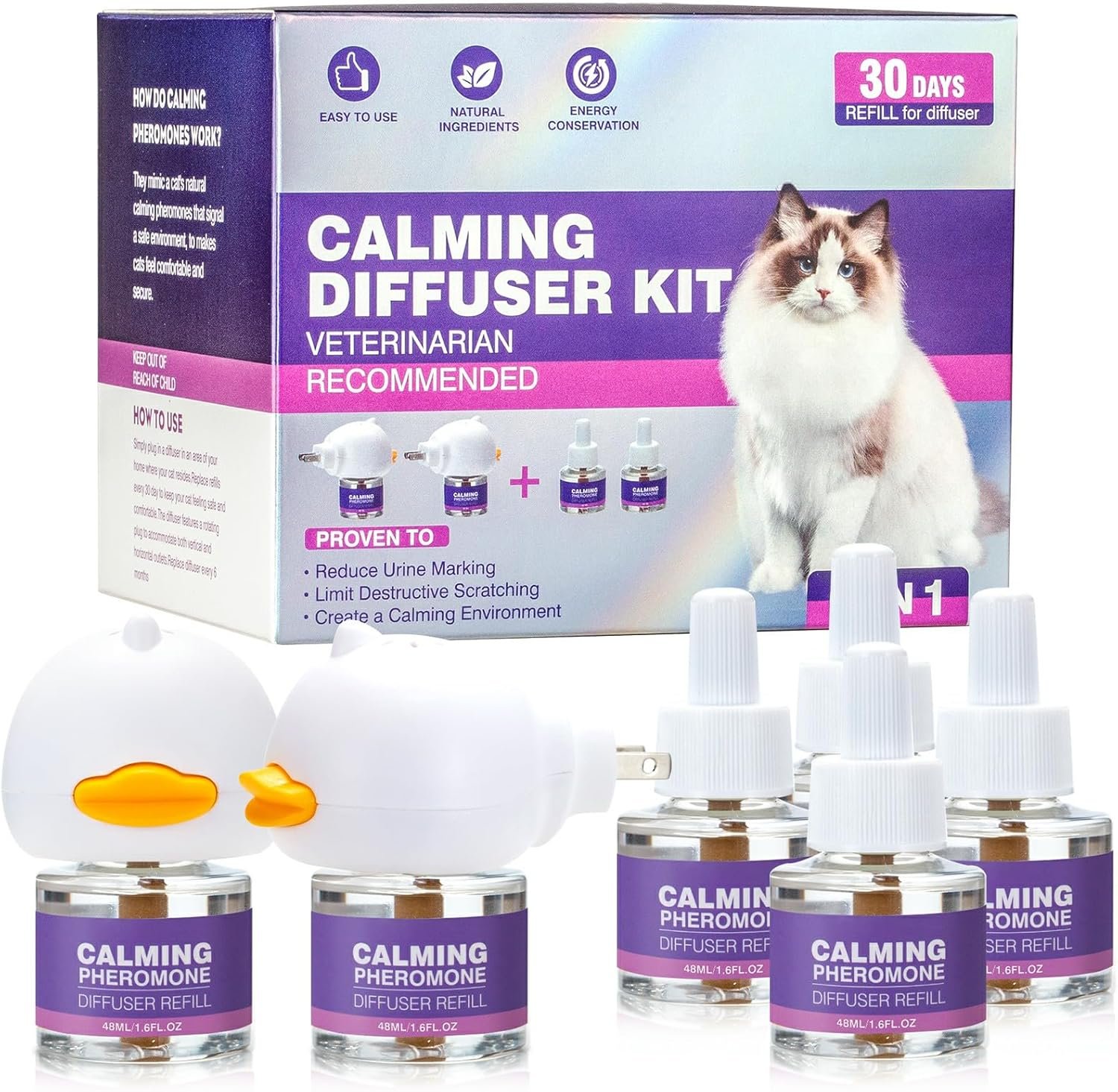 Tcllka Cat Calming Diffuser Comfort for Cats Refill Reduce Fighting Spraying and Scratching
