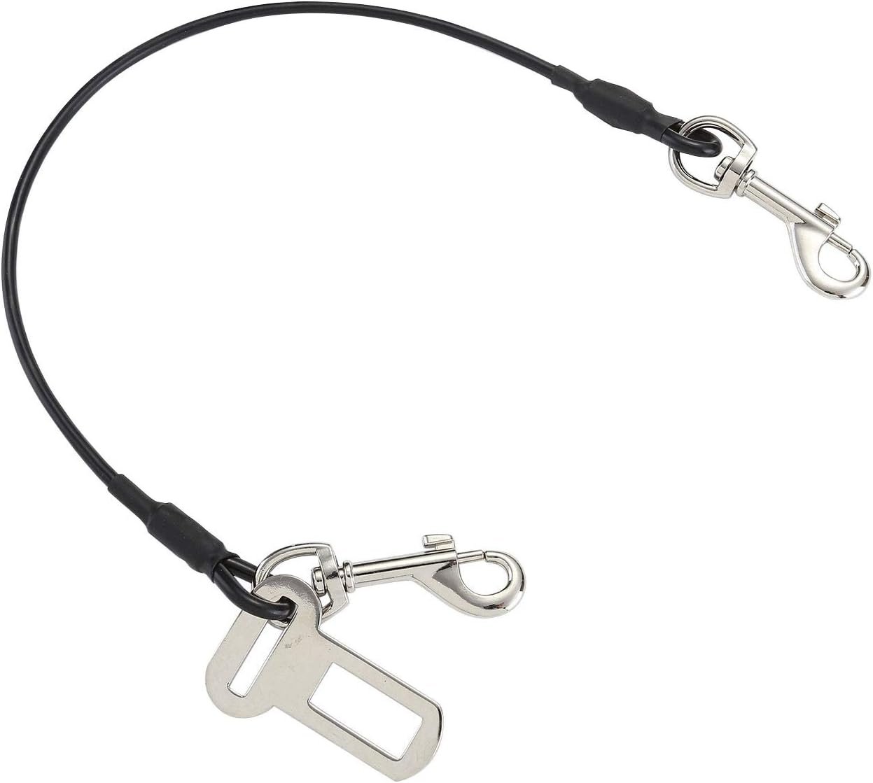 Mogoko Chew Proof Dog Car Seatbelt Safety Restraint Pet No-Chew Tether Cable Stainless Steel Dog Leash Vehicle Seat Belt Strap with Double Clip and Latch Attachment (L Size,40 inch)