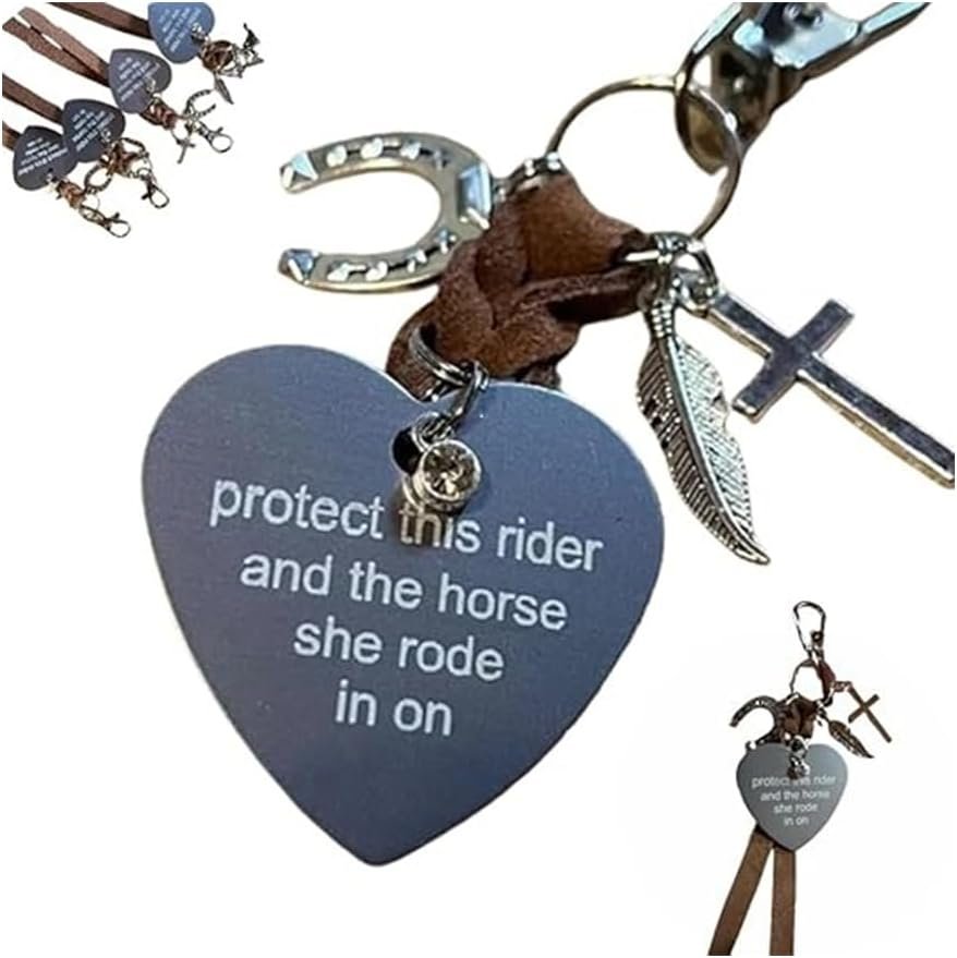 Protect This Rider and The Horse She Rode in On-Saddle Charm, Saddle Heart Charm, Equestrian Riding Gift,Horse Lovers Gifts