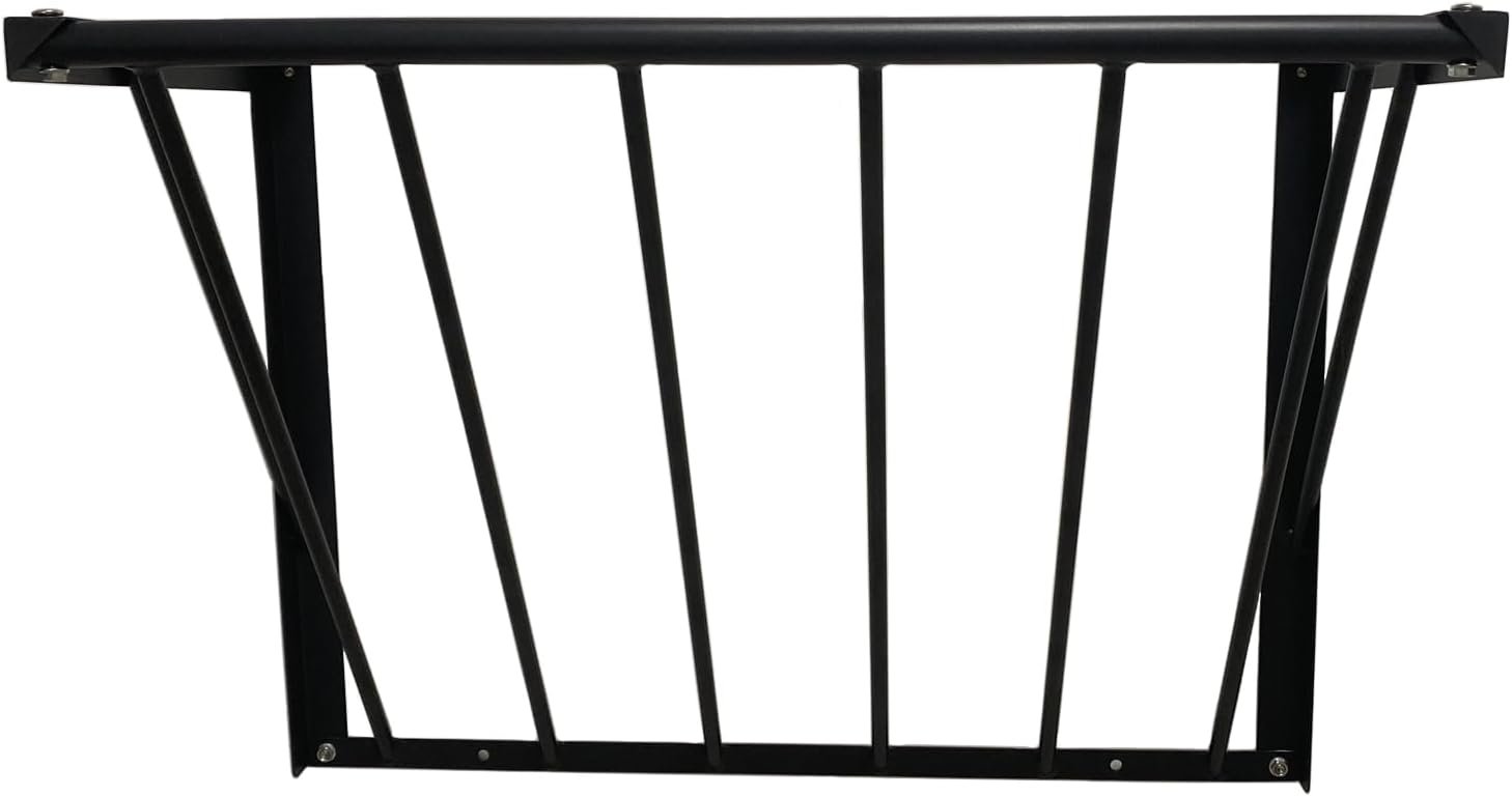 Horse Hay Feeder, 31.5” Long Livestock Hay Feeder with 24 Gallon Large Capacity, Carbon Steel Wall Mounted Hay Rack for Horses, Sheep, Goats, Indoor Outdoor Uses