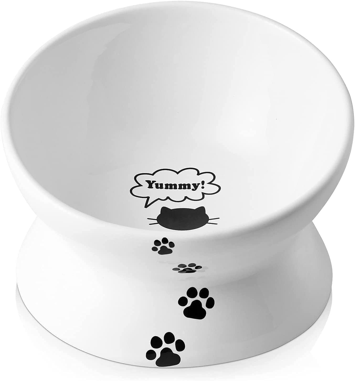 Y YHY Cat Bowl Anti Vomiting, Raised Food Bowls, Tilted Elevated Bowl, Ceramic Pet Food Bowl for Flat Faced Cats, Small Dogs, Protect Pet’s Spine, Dishwasher Safe (5 Inches, White)