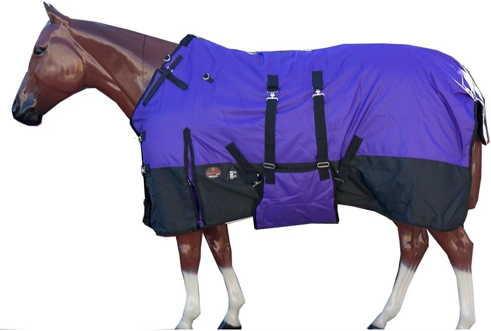 HILASON 1200D Winter Waterproof Poly Horse Turnout Blanket Belly Wrap Purple | 72 in