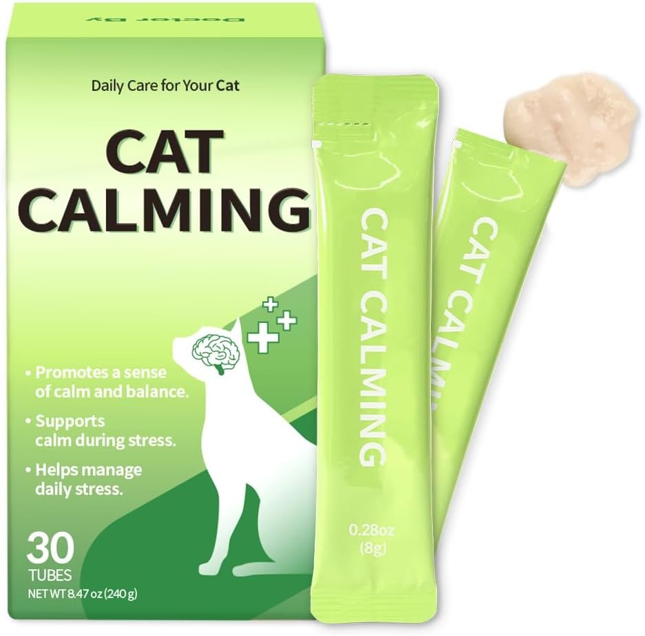 Doctor By Cat Calming Stress and Anxiety Relief Supplement Anti Stress Relaxant Sedative overgrooming with Lactium, L-Tryptophan 30 lickable Formula Individually Packaged, Chicken (1 Pack)