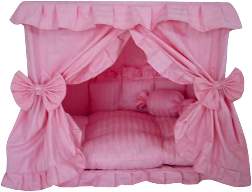 Princess Pink Pet Dog Handmade Bed House+1 Candy Pillow (S)