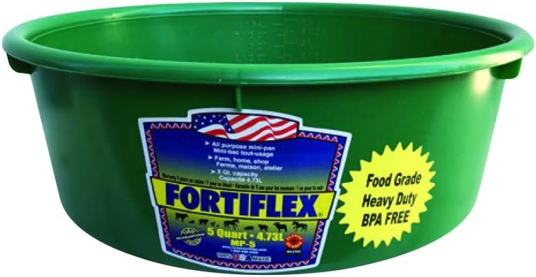 Fortiflex Mini Feed Pan for Dogs and Horses, 5-Quart, Green
