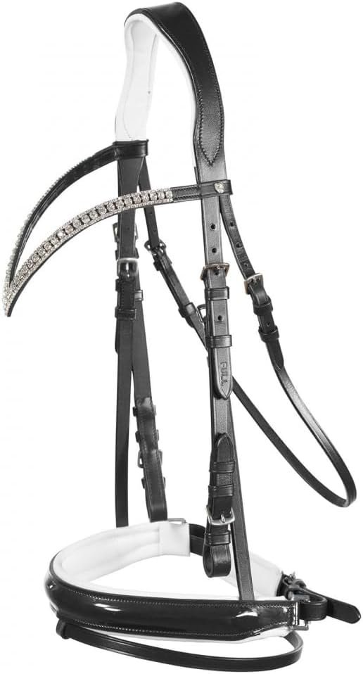 HORZE Grayson Classic Leather Ergonomic Snaffle Dressage Bridle with Detachable Flash