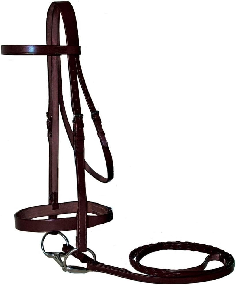 Classic Flat Leather English Hunt Bridle with 3/4″ Wide Laced Reins, Stainless Steel Hardware, Heavy Duty.