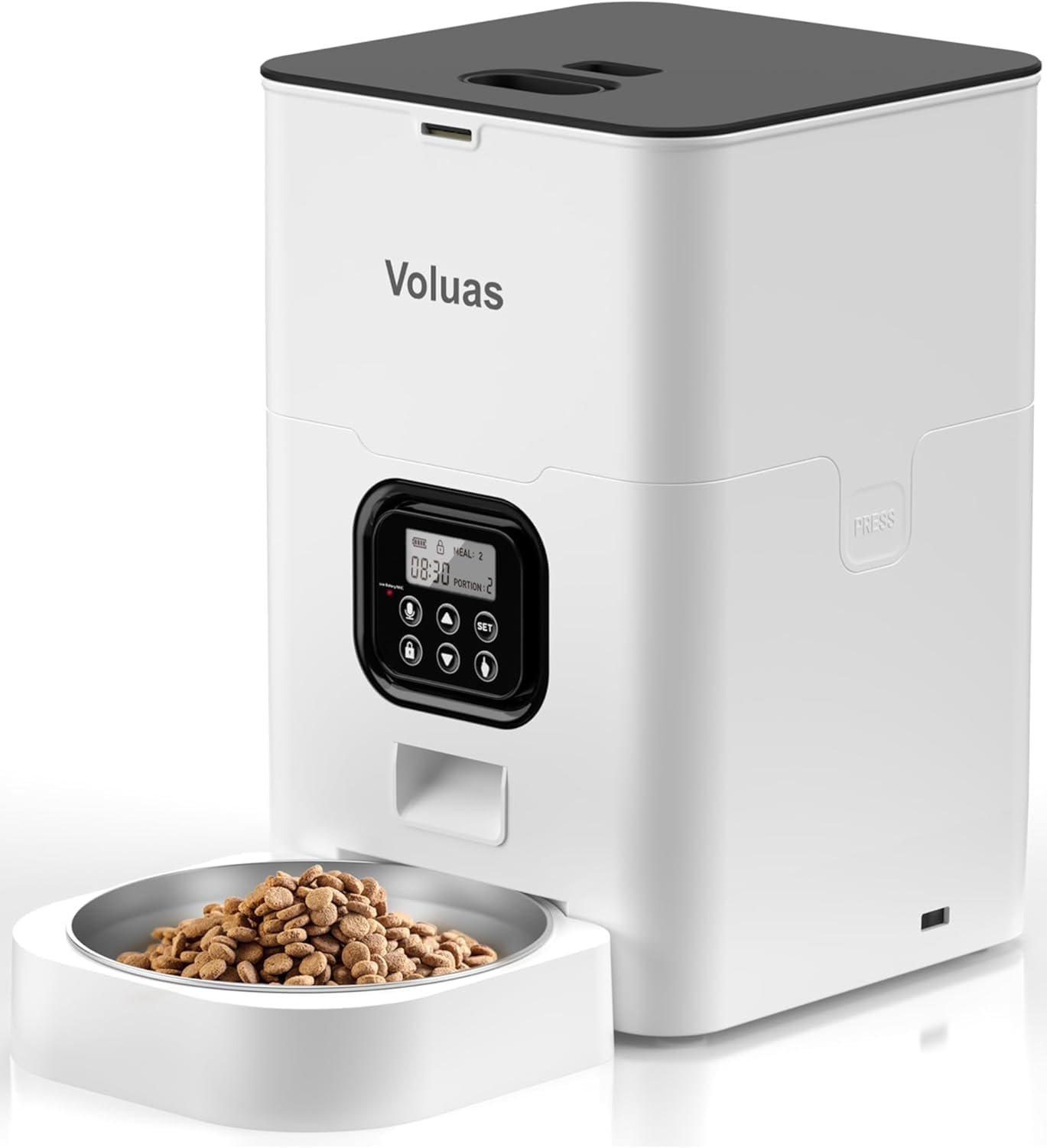 VOLUAS Automatic Cat Feeders – Timed Pet Feeder for Cats and Dogs with Dry Food Dispenser, Desiccant Bag, Programmable Portion Control, 4 Daily Meals, 10s Voice Recorder