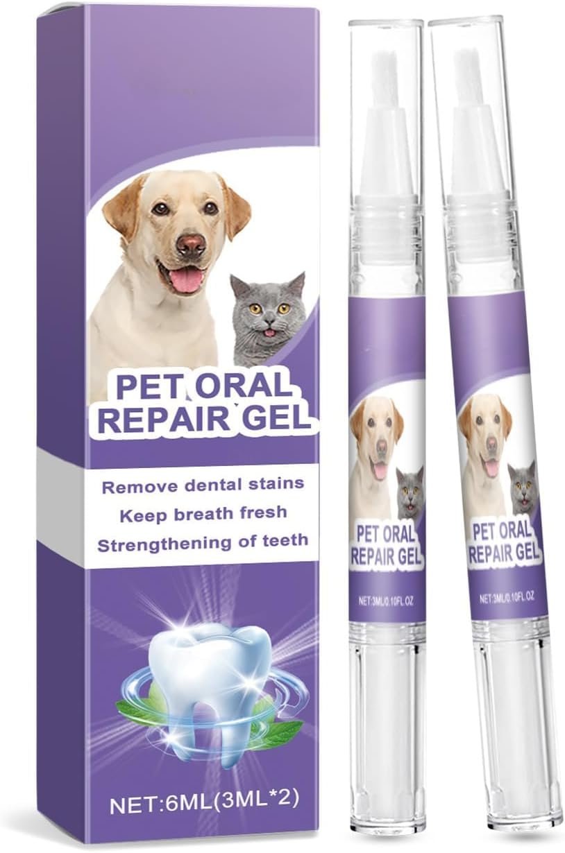 Pet Oral Care Gel – Tartar Removal, Bad Breath Freshener, Teeth & Gum Cleaning for Dogs & Cats – Oral Health Gel with Chamomile & Lemon Extract (1 pcs)
