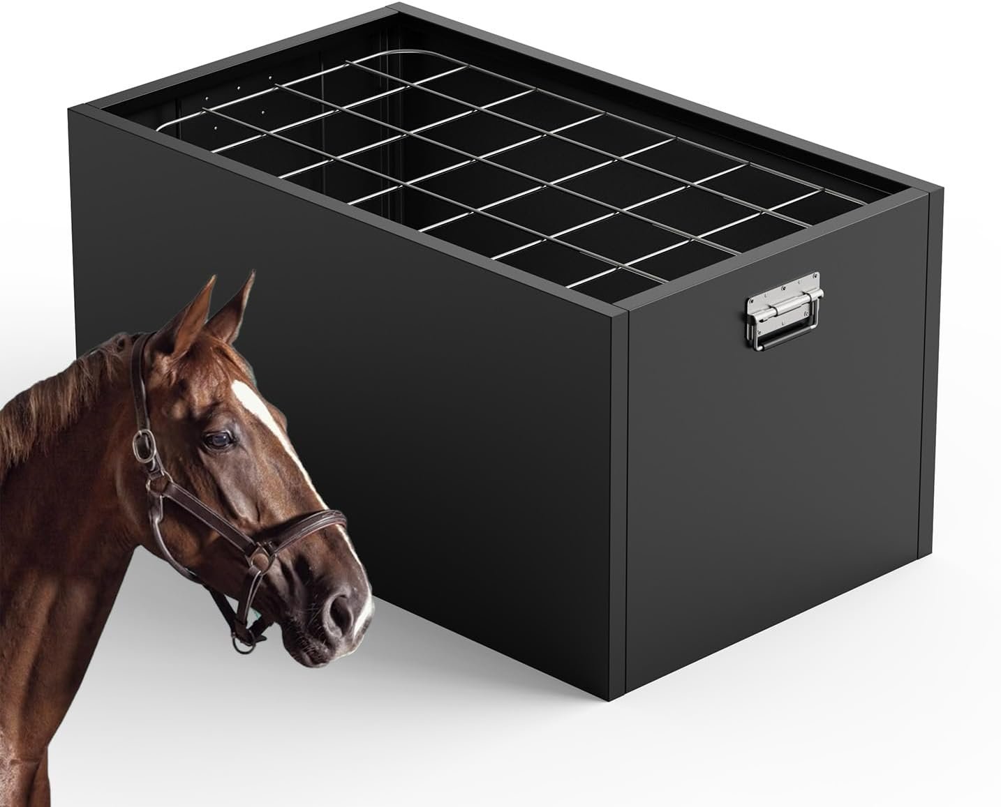 Slow Hay Horse Feeder, Heavy Duty Steel Slow Feeder with 28 Gallon Capacity, Easy to Assemble, Free Standing, Indoor Outdoor Uses