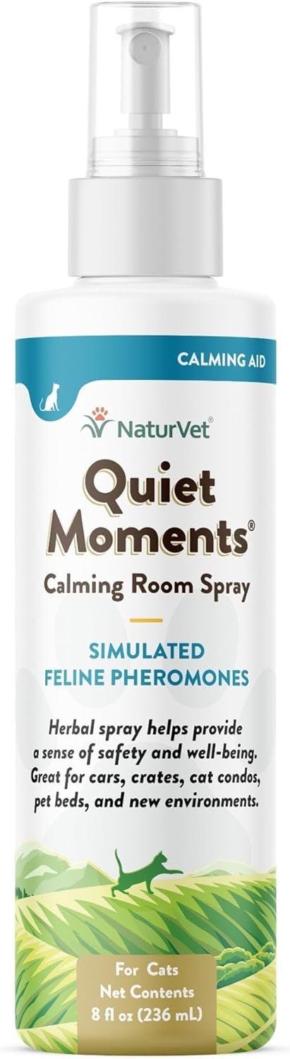 NaturVet Quiet Moments Herbal Calming Spray, 8 Ounce- Feline