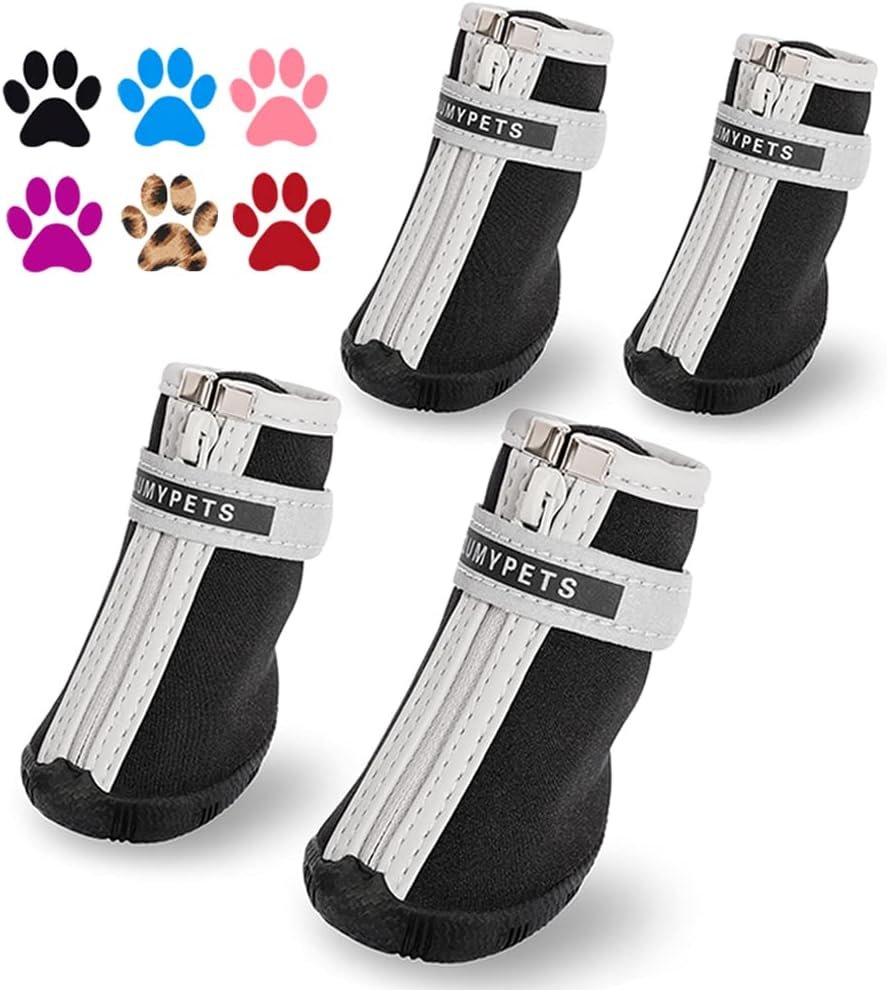 QUMY Dog Shoes for Small Dogs, Puppy Dog Boots & Paw Protectors for Winter Snowy Day, Summer Hot Pavement, Waterproof in Rainy Weather, Outdoor Walking, Indoor Hardfloors Skid-Resistant Sole Black 2