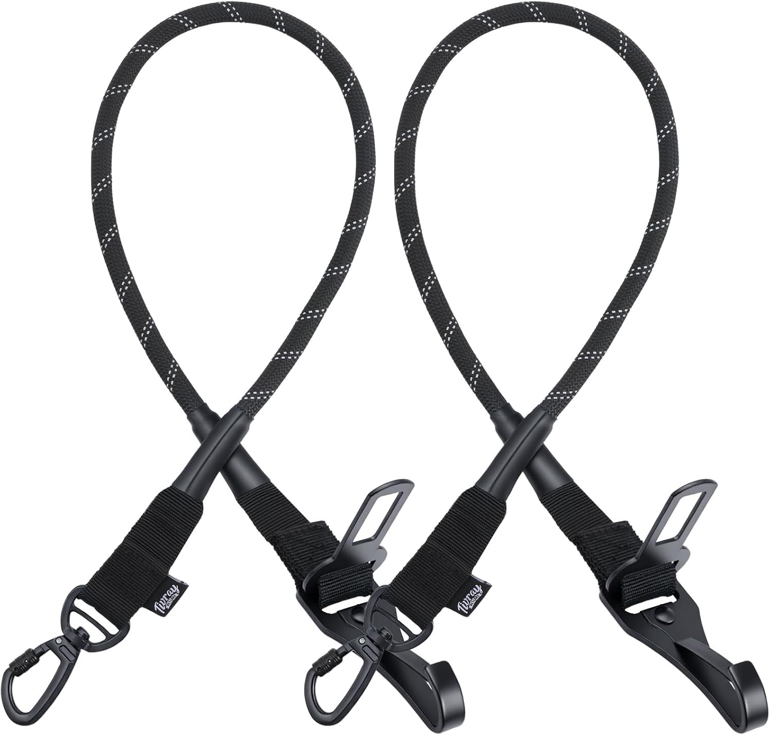 2Pcs Dog Seat Belt for Car, Universal Dog Car Seatbelt with Buckle and Hook Latch, 360° Rotatable Lockable Clasp, Reflective Safety Pet Harness for Vehicle, Pet Safety Restraint, Black