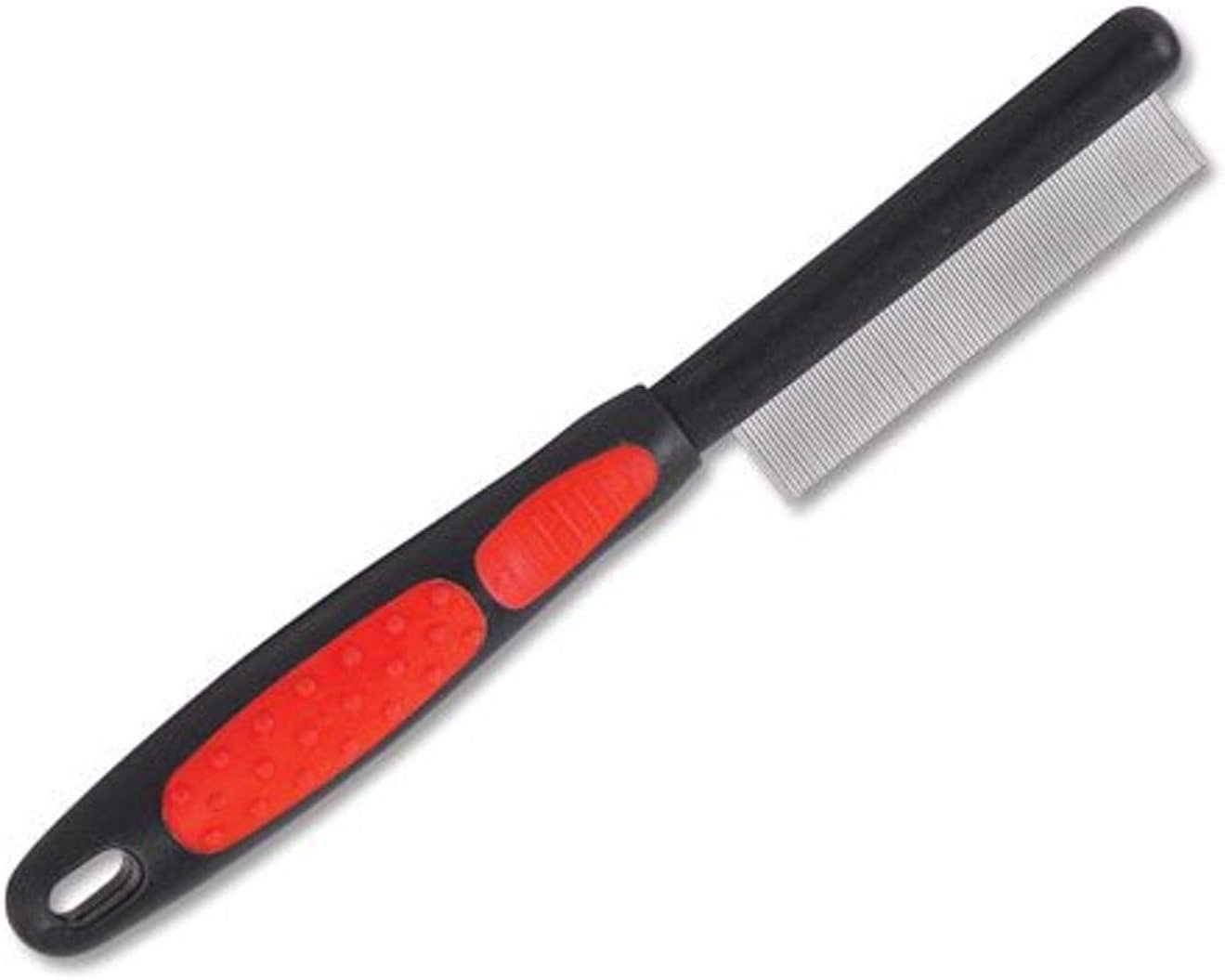 Ryan’s Pet Supplies Paw Brothers Flea Comb for Small and Large Dogs and Cats with Handle, Professional Dog Grooming Kit and Supplies, Puppy Essentials, Black and Red, 8.8 Inches