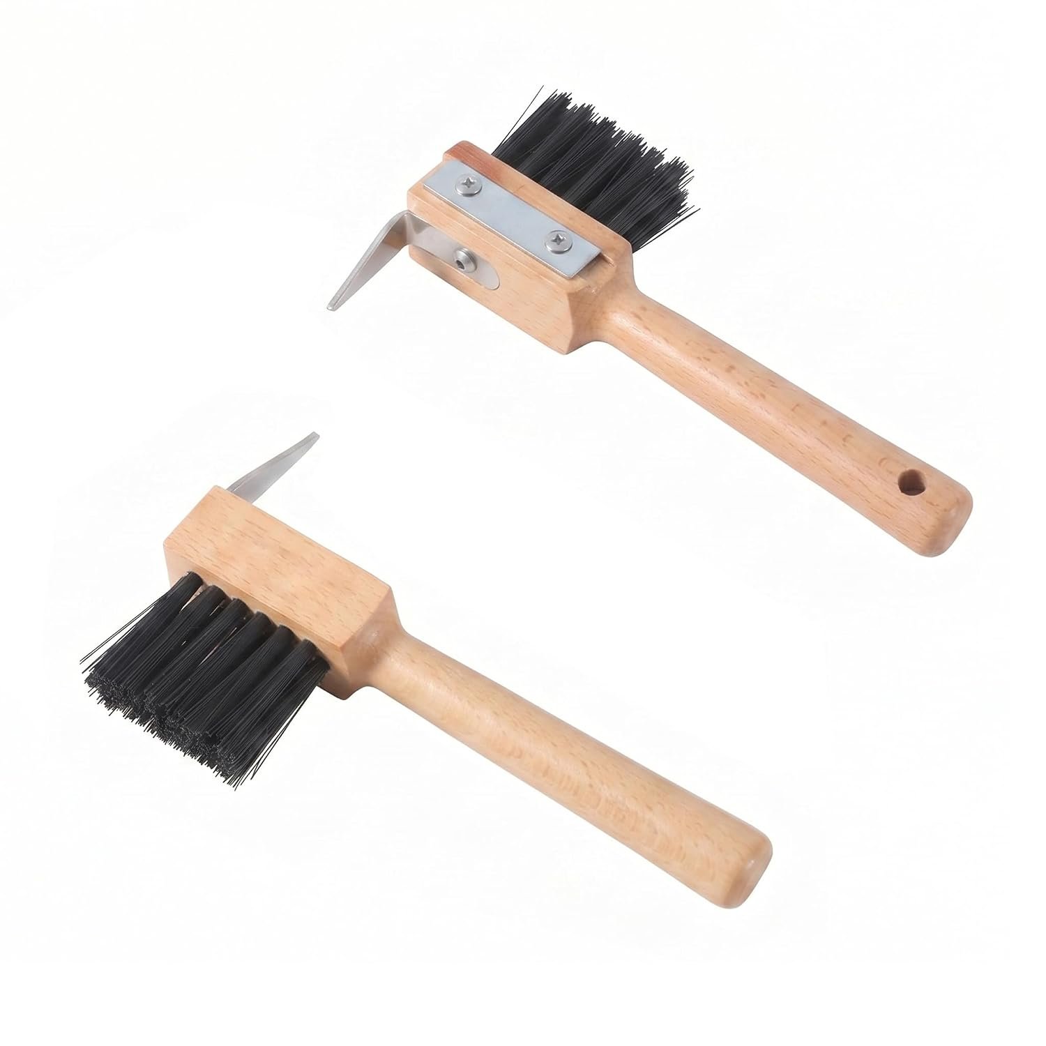 2 PCS Hoof Picks for Horses – Wooden Handle Hoof Pick with Brush, Sturdy and Durable