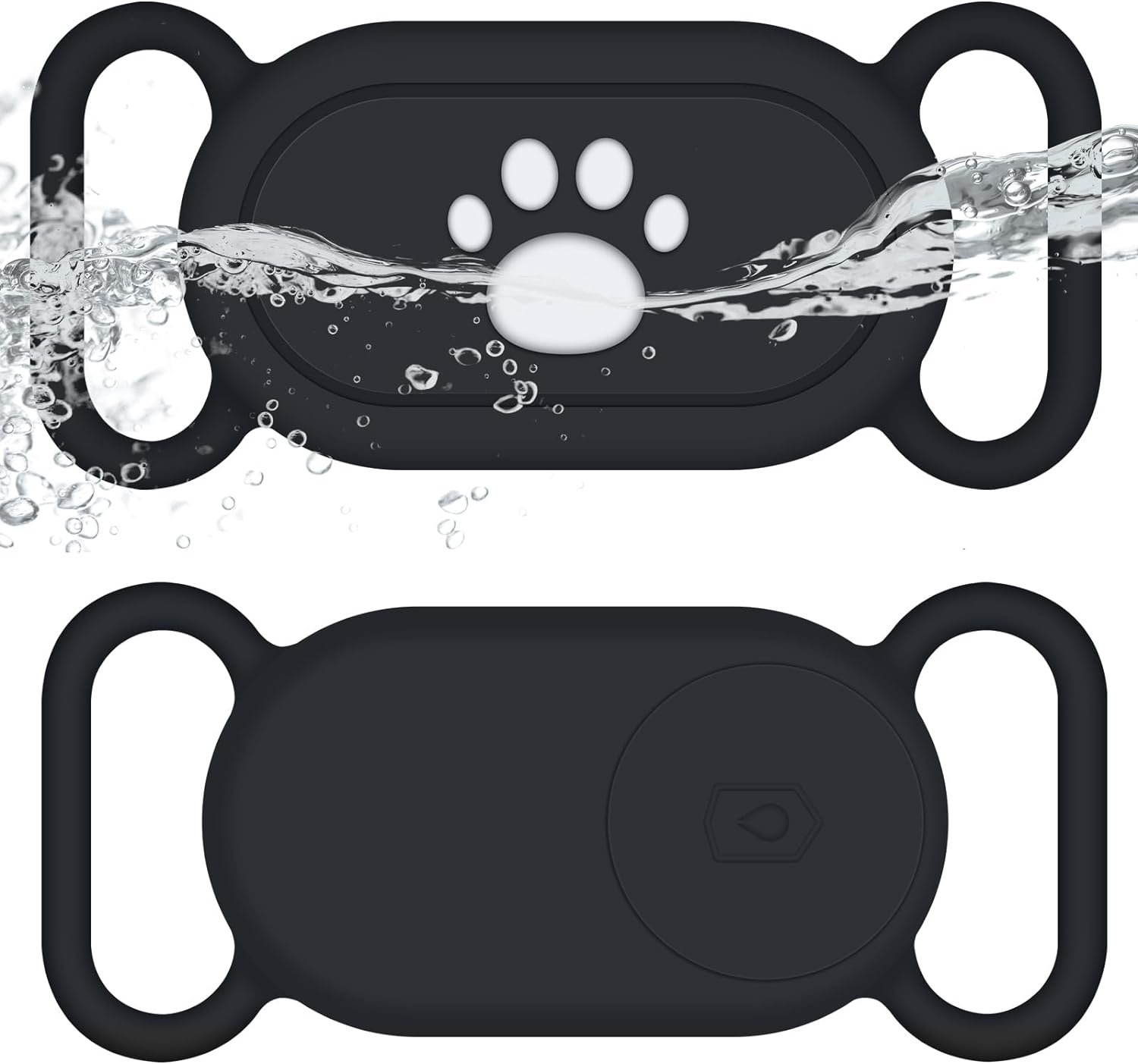 for Samsung Galaxy SmartTag2 Dog Collar Holder, 2 Pack Waterproof Anti-Lost Silicone Case for Galaxy Smart Tag 2 for Pet Dog Cat Collars (Black/Black)
