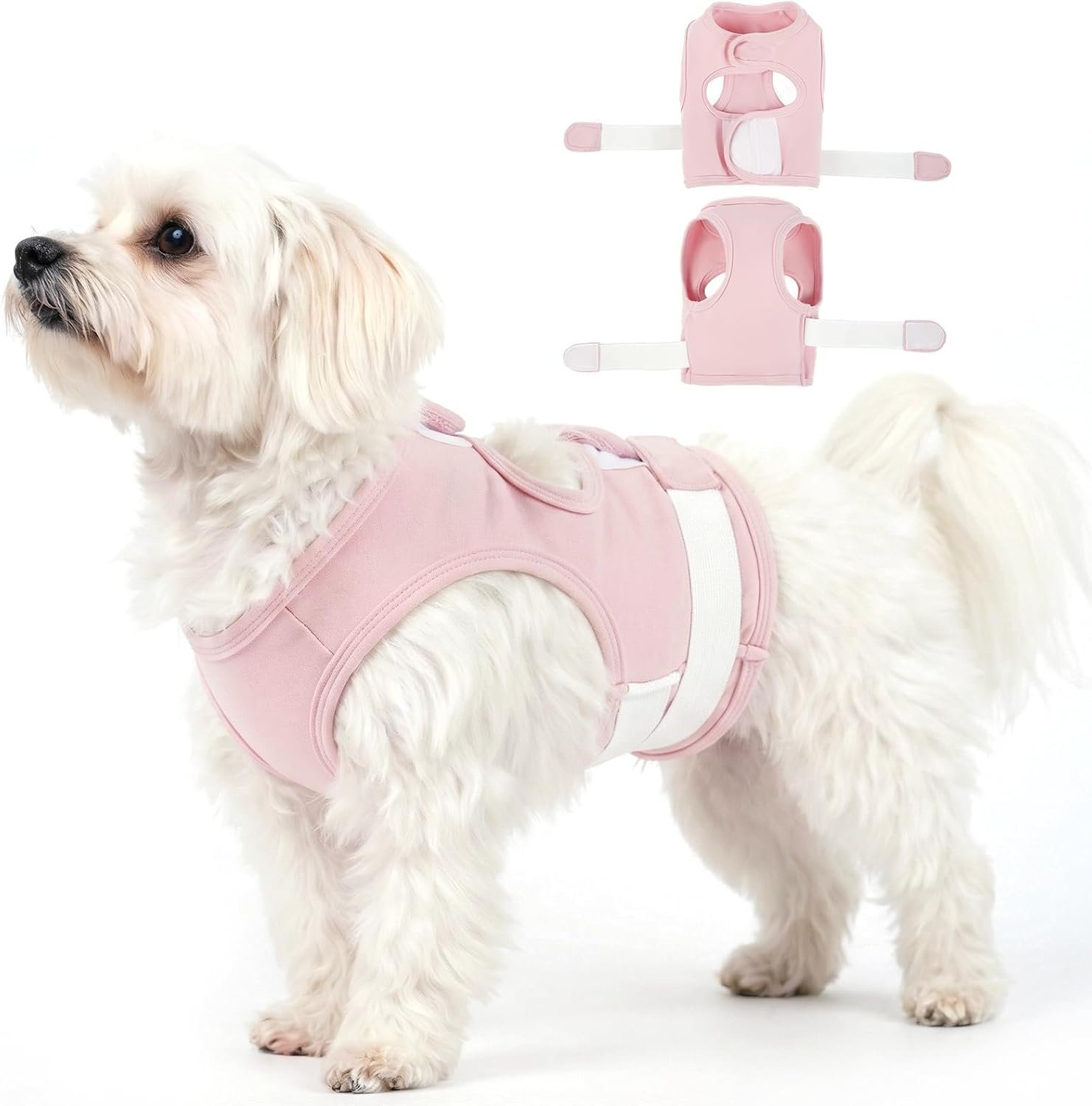 Dog Anxiety Vest, Pink, XS | Sleeveless Calming Jacket, Adjustable Wrap, Soft Lightweight, Relief Anxious & Fear, For Small Dogs
