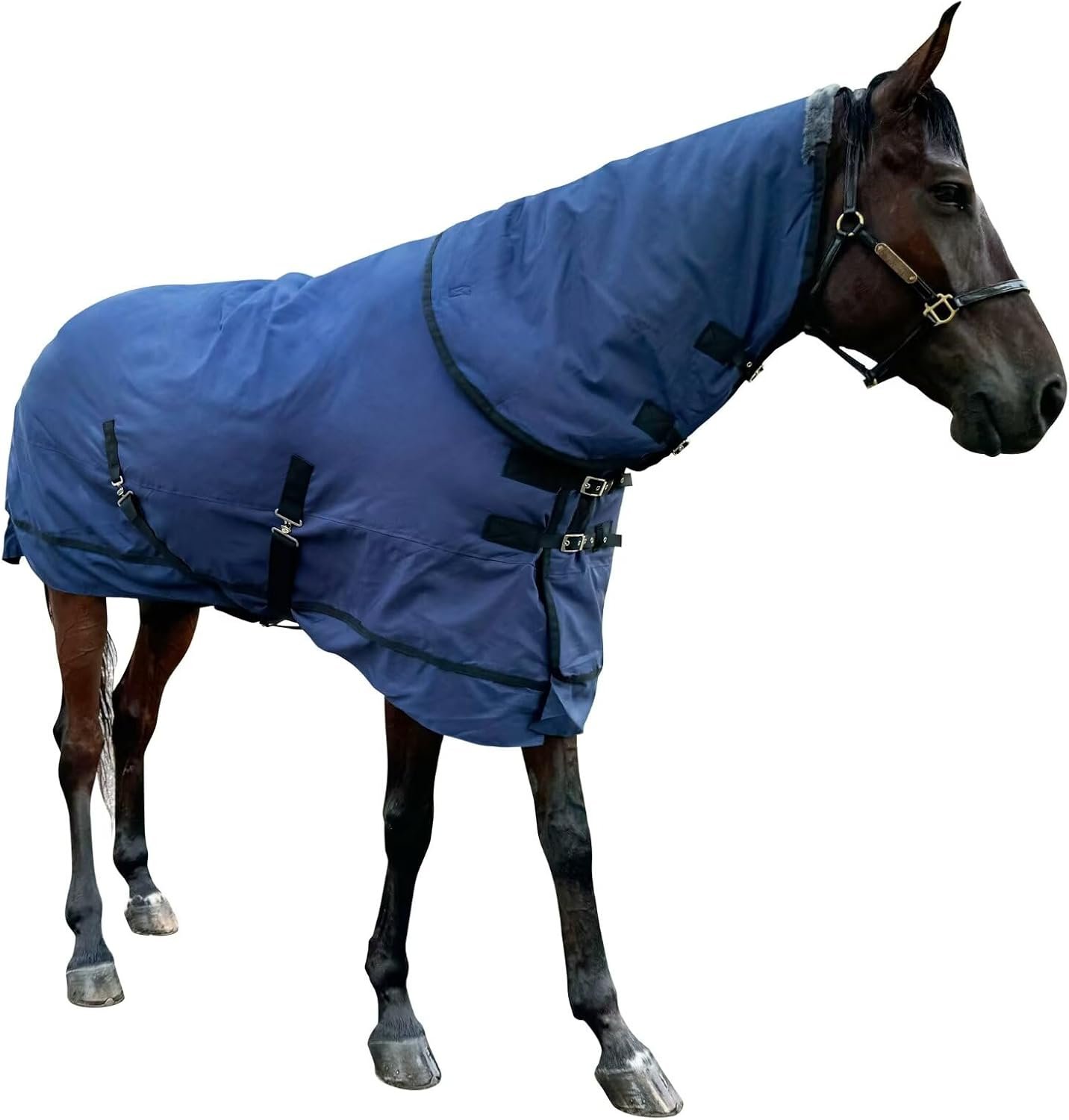Waterproof Horse Turnout Blanket Horse Winter Blanket Medium Weight Horse Blanket with Detachable Neck Cover Size 78 Navy Blue