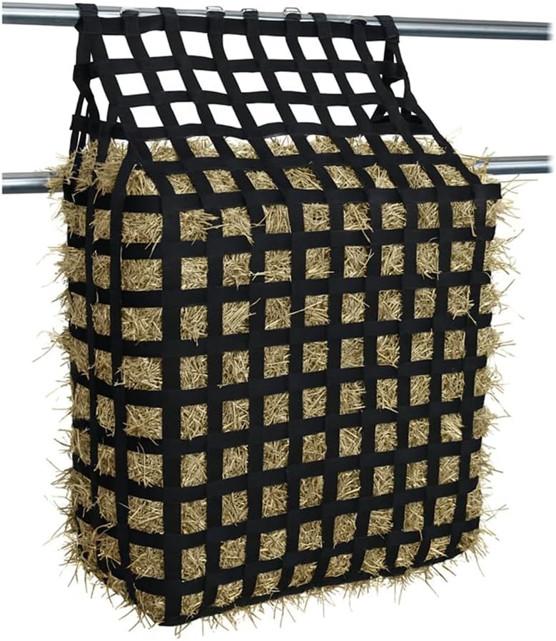 Tahoe Web Gate Slow Feed Hay Feeder – Attaches to Gate or Pipe Fence with 10 Quick Grip Straps, 2″ Openings, Holds 5–6 Flakes, Super Tough Bottom®, Easy-Fill Design, 1-Year Warranty