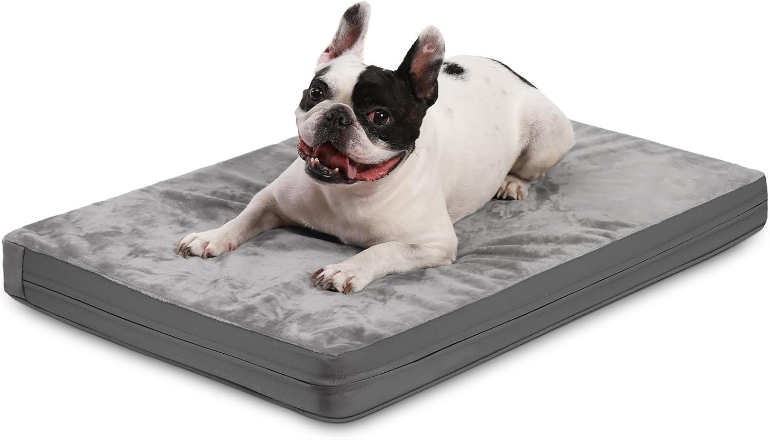 Waterproof Dog Bed Medium Size Dog, Outdoor Washable Crate Pad 30 inch, Orthopedic Foam Pet Bed with Removable Cover Reversible, Outdoor Anti-Slip Kennel Pad 29″x18″, Gray