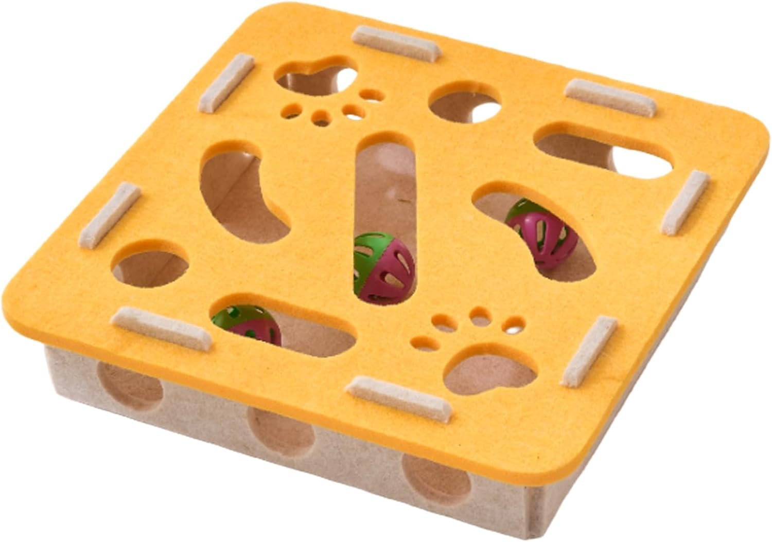 Interactive Cat Puzzle Feeder Toy – Felt Maze Box with 3 Jingle Balls for Indoor Cats, Kittens to Adults – Mental Stimulation, Slow Feeding & Fun Exercise Encourages Natural Hunting Instincts
