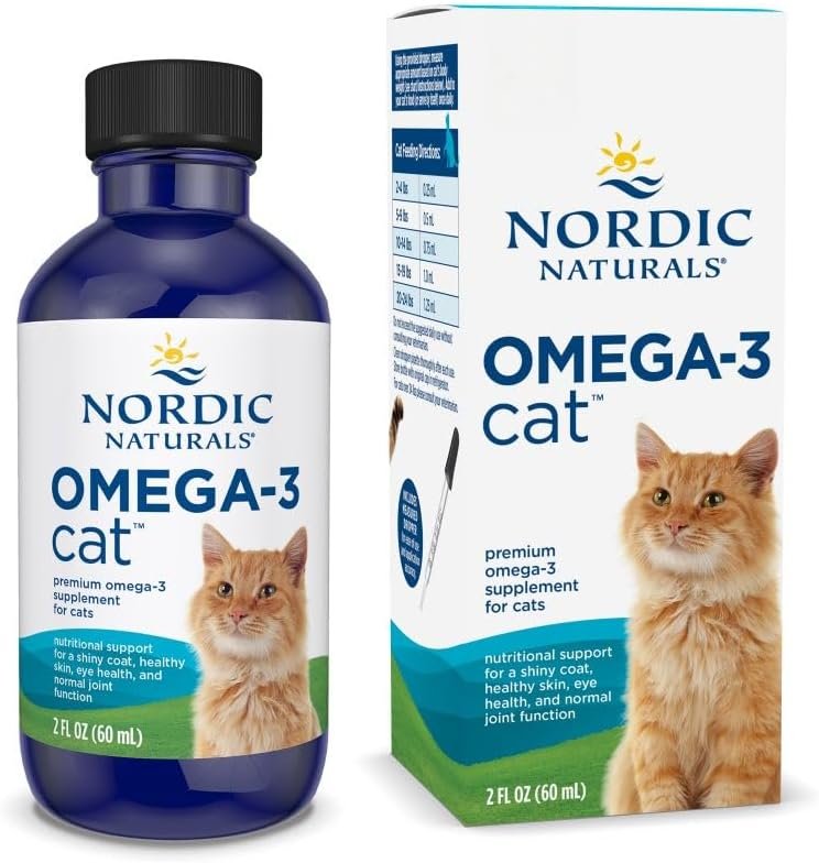 Nordic Naturals Omega-3 Cat, Unflavored – 2 oz – 304 mg Omega-3 Per One mL – Fish Oil for Cats with EPA & DHA – Promotes Heart, Skin, Coat, & Immune Health – Non-GMO