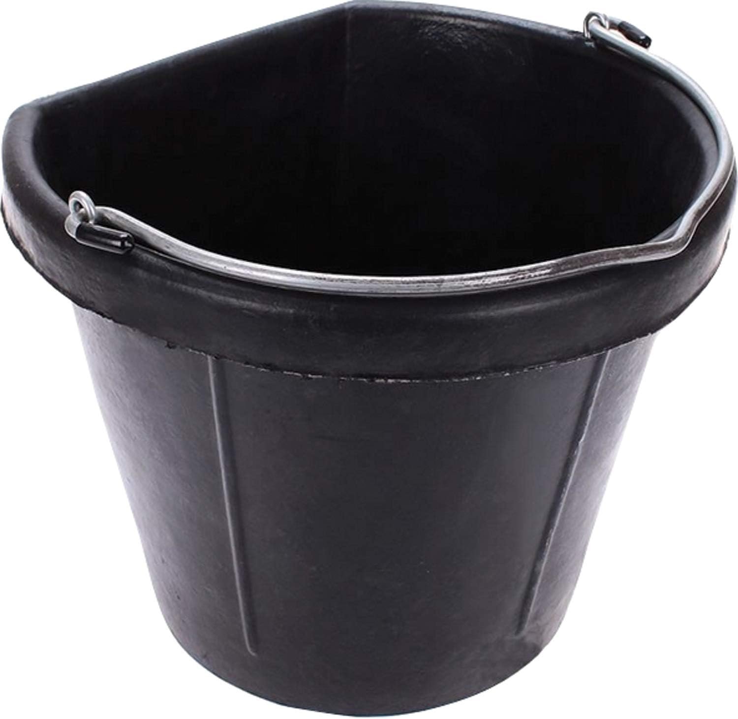 Fortiflex Flat Back Feed Bucket for Horses, 20-Quart, Black