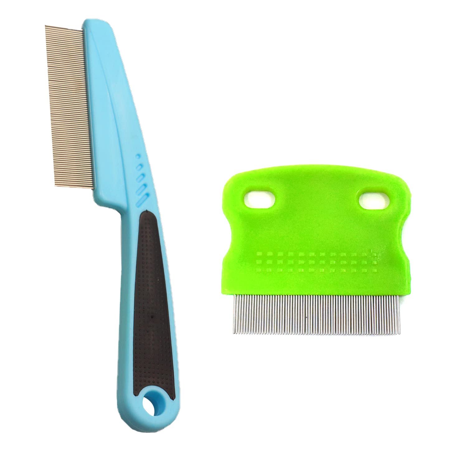 2 Pcs Pet Grooming Combs – Flea and Lice Remover for Dogs, Cats, and Small Pets (Blue and Green)