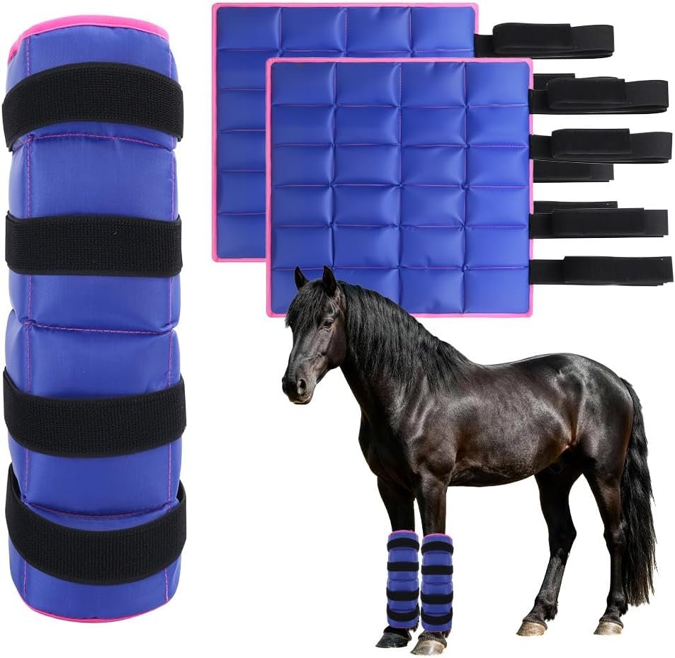 Ice Boot for Horse Reusable Cool Gel Pack Leg Wrap for Injury, Adjustable Ice Horse Leg for Hock, Ankle, Knee, Legs, Boots, and Hooves
