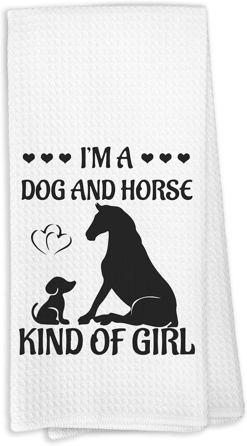 Horse Kitchen Towel, Vintage Western Horse Dog Equestrian Decor, Rustic Farmhouse Animal Dog Equestrian Hand Towel for Bathroom, Western Gifts for Women