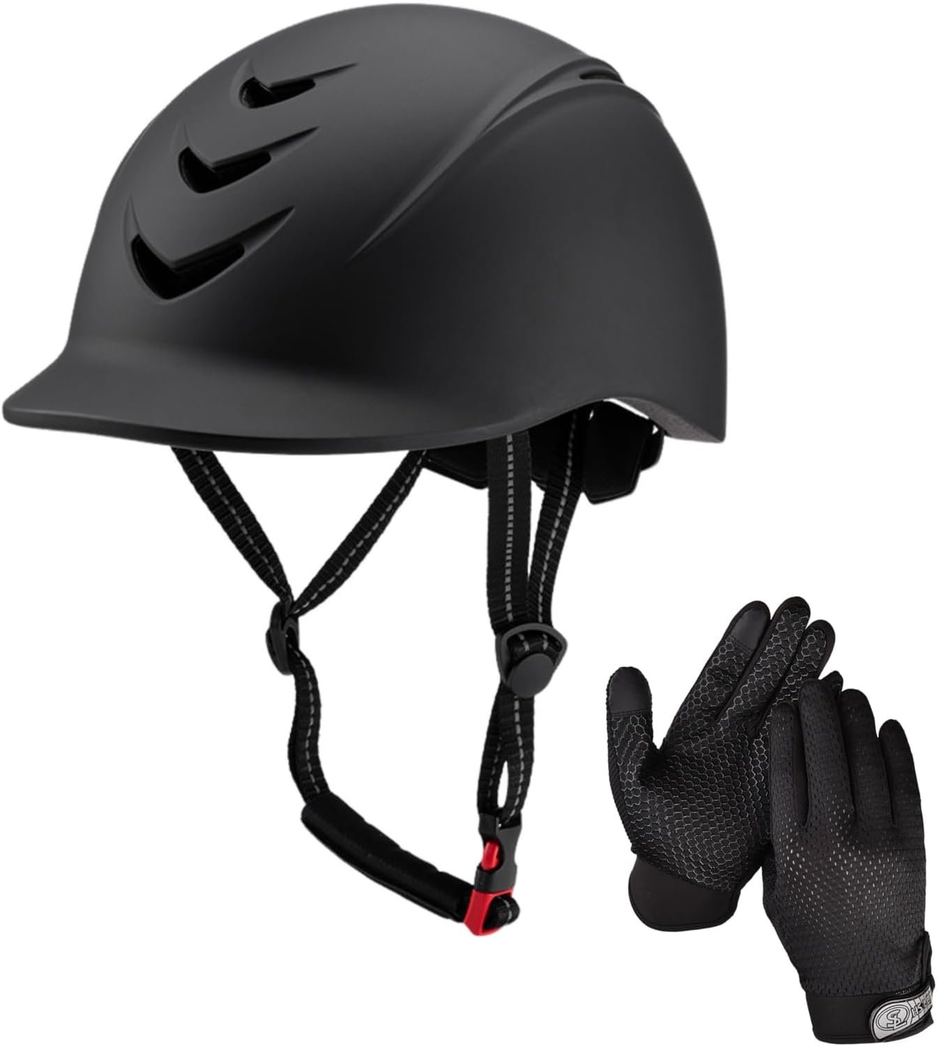 Equestrian Set – Helmet and Gloves for Horseback Riding and Training – Horse Riding Safety Gear Helmets Equestrian Equi-Pro Gear Gloves for Women, Man