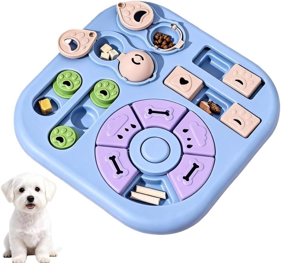 Interactive Cat Puzzle Toy & Treat Dispenser – Maze Slow Feeder for Small, Medium & Large Cats, Enrichment Toy for IQ Training, Reduces Bloating & Prevents Gulping (Light Blue)
