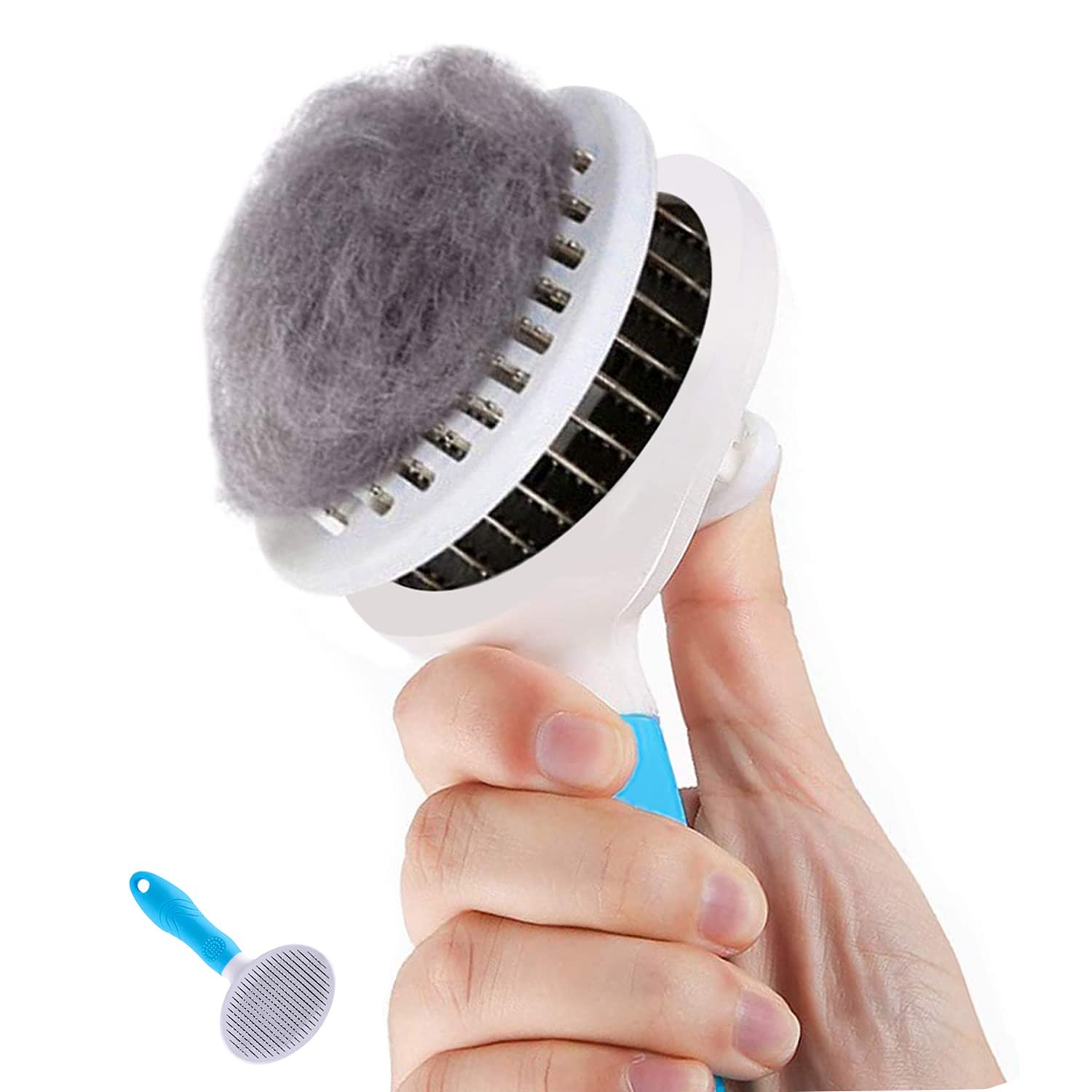 Cat Brush for Shedding, Self Cleaning Slicker Brush – Skin Friendly Deshedding Grooming Tool for Dogs Cats Rabbit Massage Removes Loose Undercoat