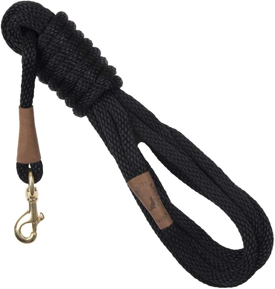 Mendota Pet Long Snap Leash – Dog Training Lead – Made in The USA – Black, 1/2 in x 15 ft
