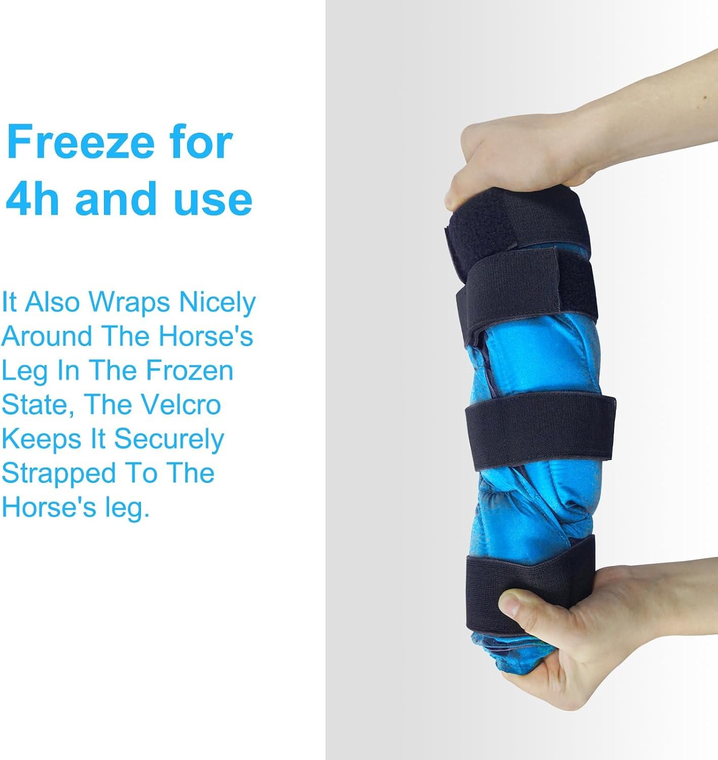 Horse Ice Boots 2-Pack – Reusable Gel Cold Therapy Pack for Swelling & Pain Relief, Cooling Wraps for Hock, Knee, Ankle, Hoof, Adjustable Fit for Horses, Ponies, Drafts, Durable, Leak-Resistant (Blue)