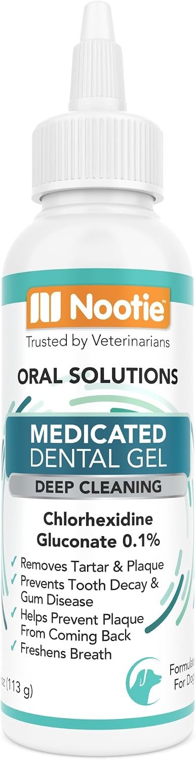 Nootie Medicated Dental Gel for Dogs, Dog Breath Freshener, Cleans Teeth for Dogs – Prevents Plaque and Tartar Dog Oral Care, 4oz