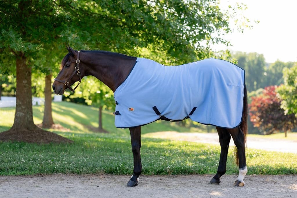 Miller’s Standard Neck Fleece Cooler for Horses -Powder Blue with Navy Trim -75