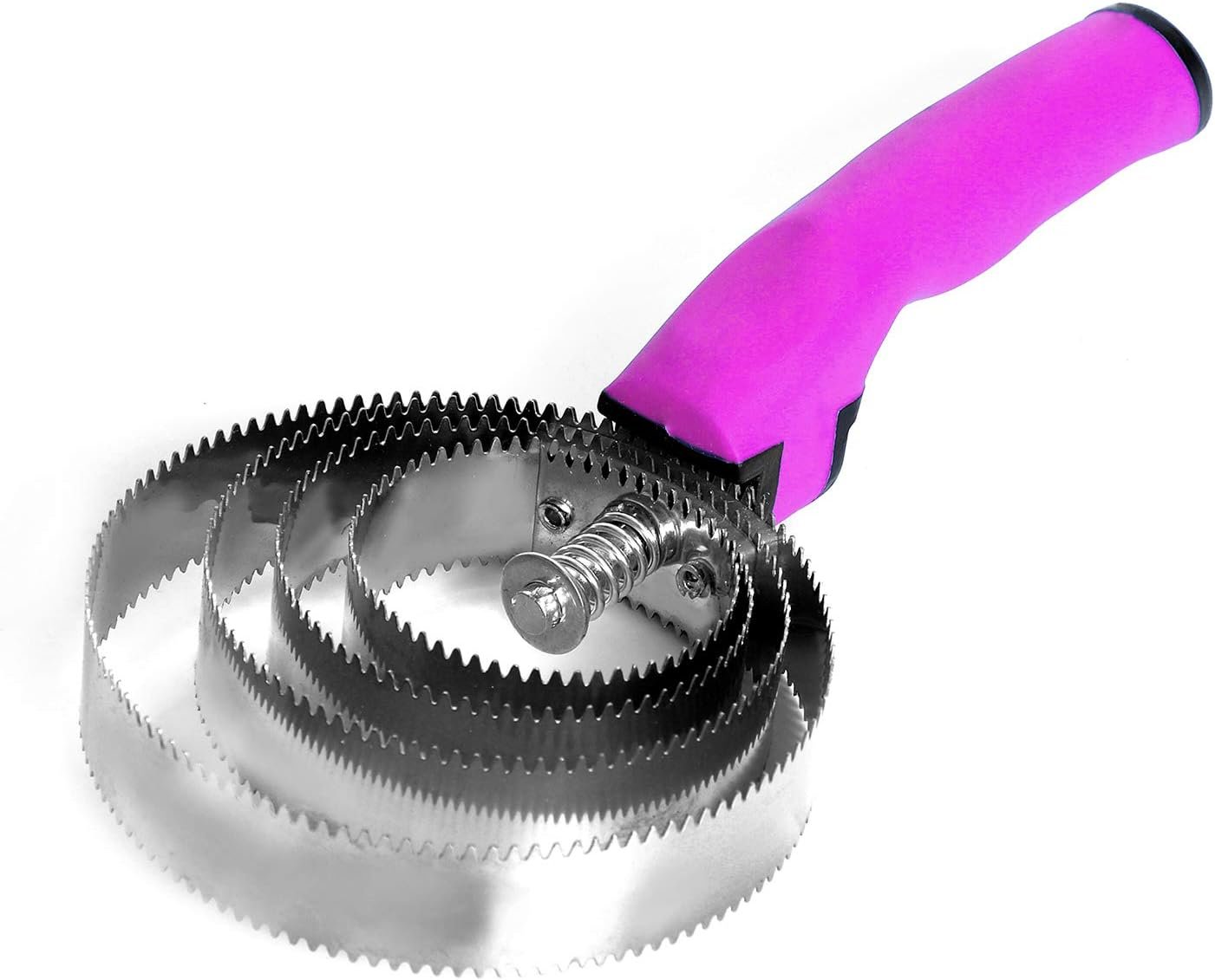 BOTH WINNERS Reversible Stainless Steel Curry Comb with Soft Touch Grip (Pink)