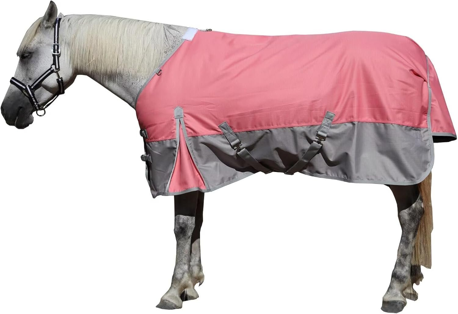 LEAFOREST 1200D Turnout Horse Winter Blanket Waterproof Breathable Snow Proof Heavy Blankets 200g Fill Sheet in The Barn, Stable, Stall, Pasture, Paddock Pink Grey 78 inches
