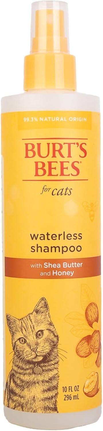 Burt’s Bees for Pets Waterless Cat Shampoo Spray, No-Rinse Cat Dry Shampoo with Shea Butter & Honey for Gentle Cleaning Between Baths, pH Balanced, No Harsh Detergents, 10 Fl Oz