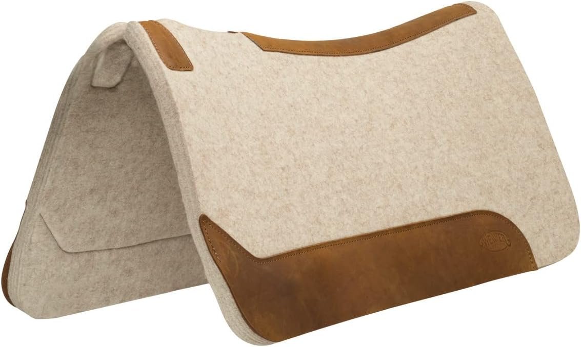 Weaver Equine 30″ x 30″ Contoured Wool Blend Felt Horse Saddle Pad, Shock Absorbing Western Saddle Pad for Protection, Durable Equine Supplies, Tan