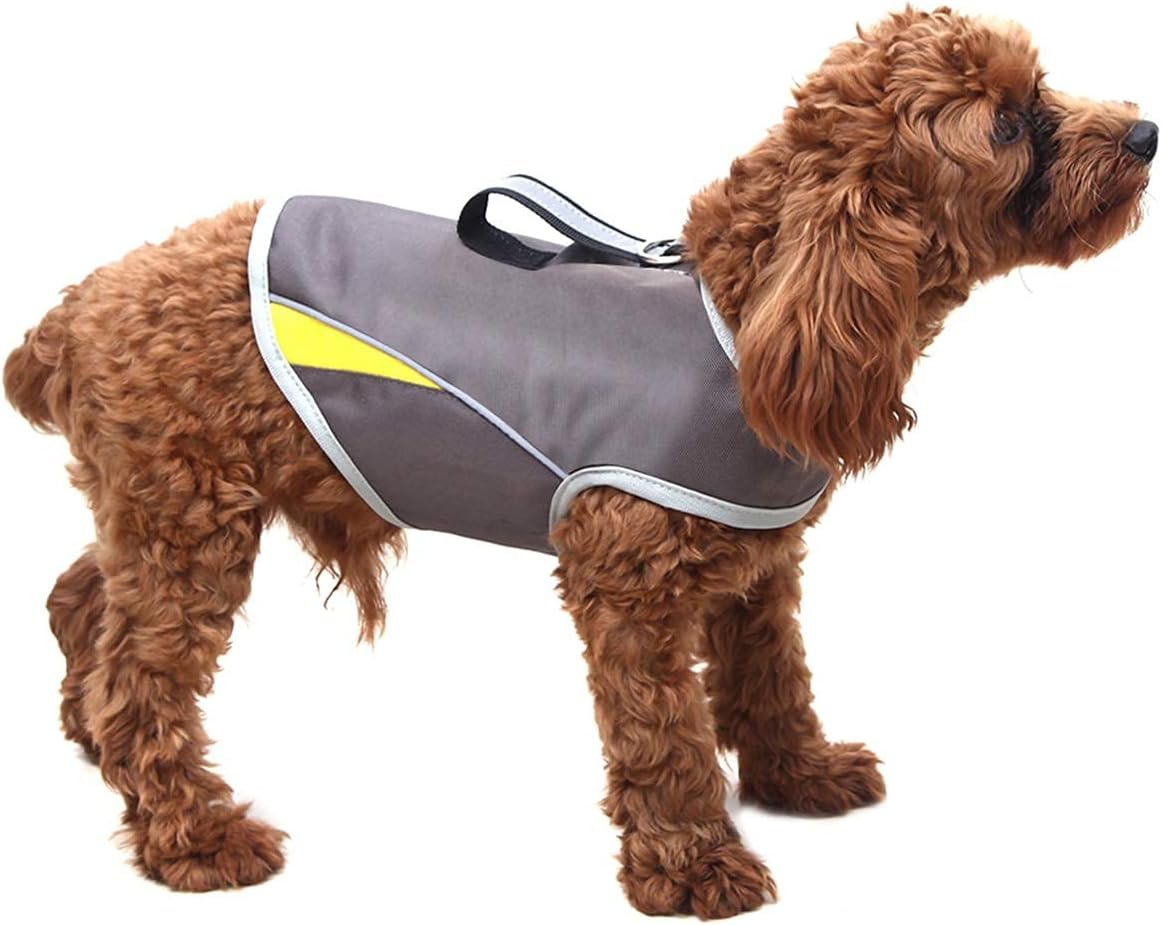 Dog Anxiety Jacket- Keep Calmig Vest Thunder Coat with D-Ring and Training Handle for Medium Dogs(Grey)