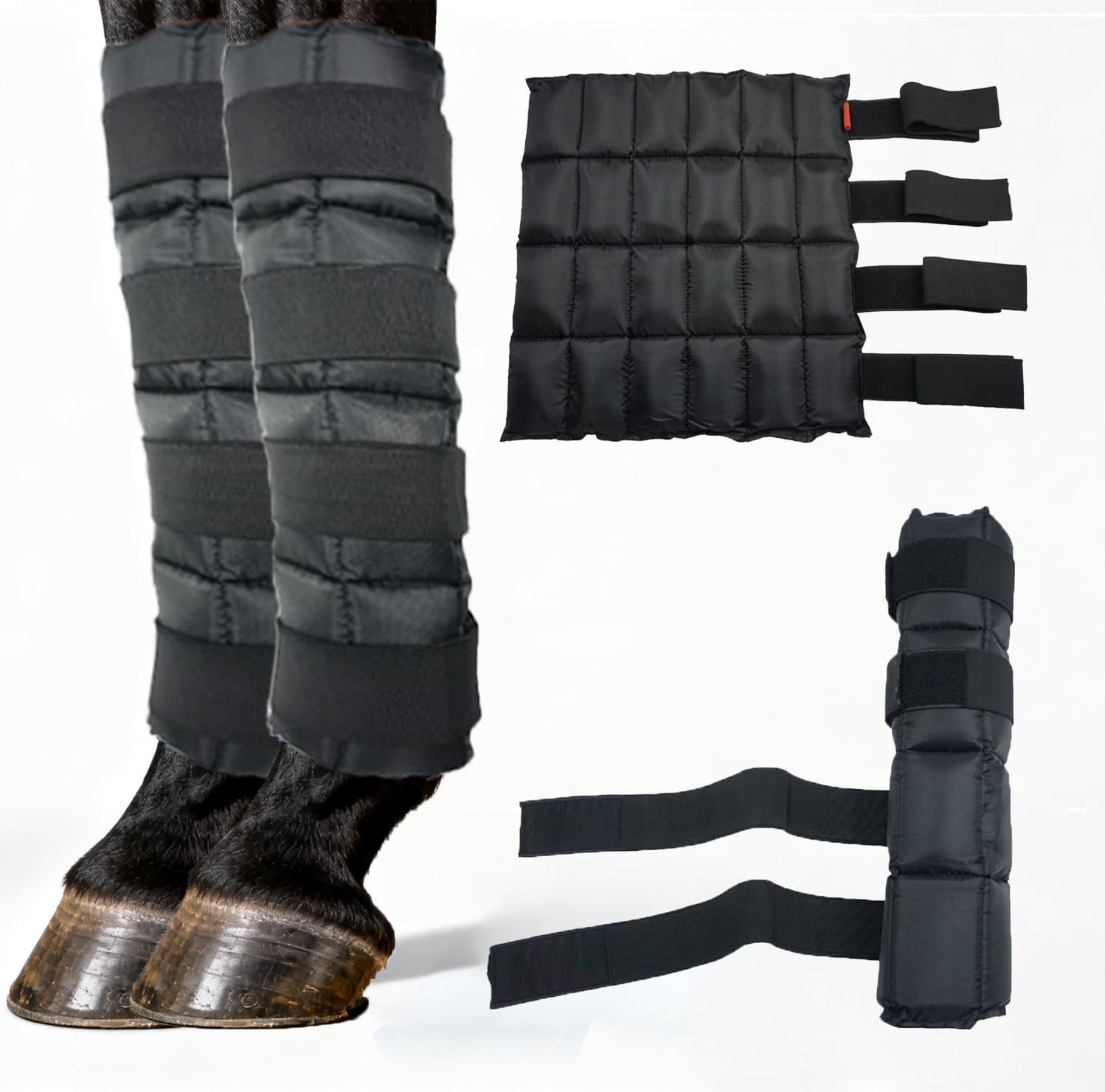 Horse Ice Boots (2-Pack) – Gel Cold & Hot Therapy Wrap for Horse Leg Injuries & Arthritis – Reusable Horse Ice Pack Leg Wraps with 4 Adjustable Straps for Knee, Hock, Tendon – Horse Supplies & Tack