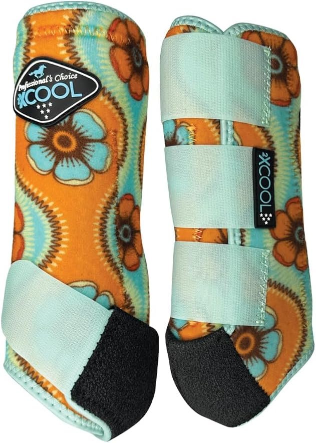 Professional’s Choice 2XCOOL Sports Medicine Horse Boots | Protective & Breathable Design for Ultimate Comfort, Durability & Cooling in Active Horses | 2 Pack | Large Flower