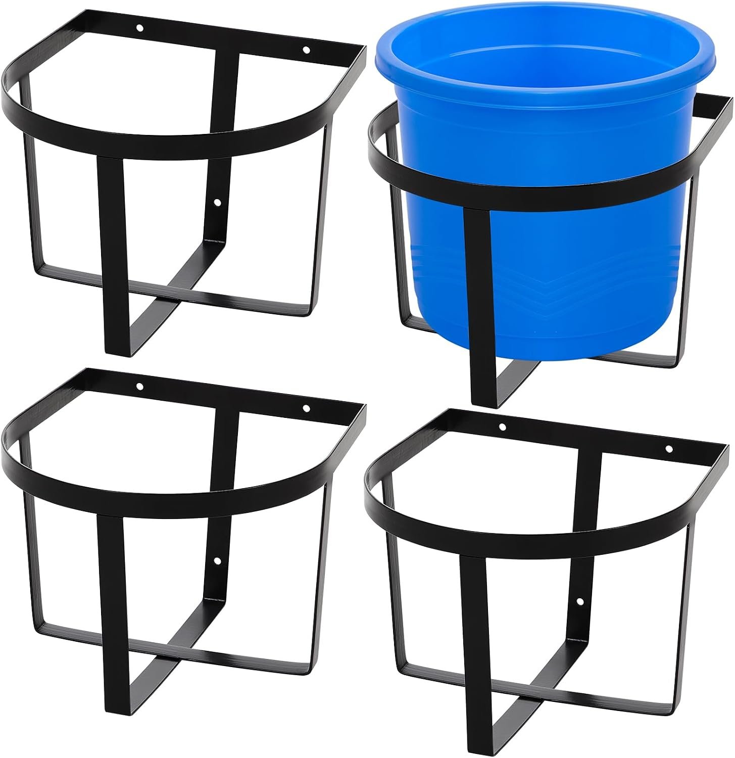 Teenyyou 4 Pcs Heavy Duty Metal Bucket Holder 5 Gallon Horse Water Feed Bucket Holder Pre Installed Pail Accessories Wall Mount Hang Organizer for Horse Stalls Barn Farmhouse Supplies