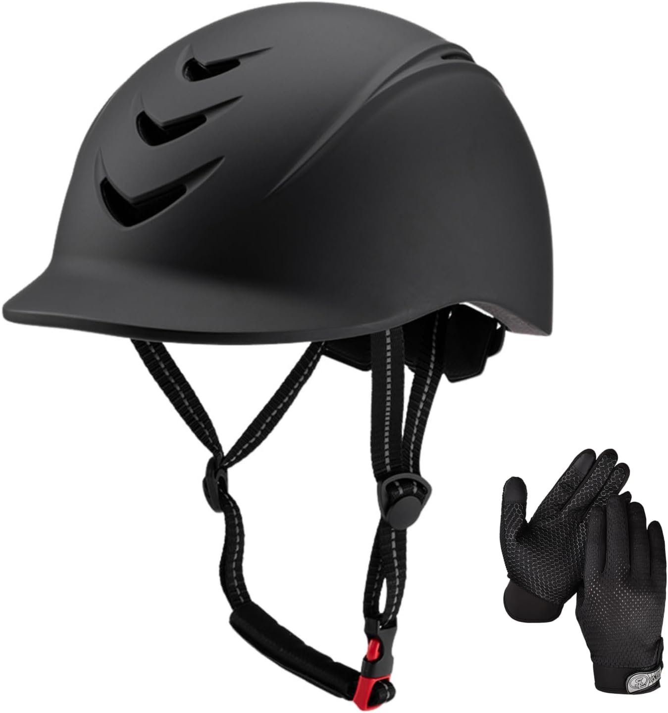 Equestrian Set – Helmet and Gloves for Horseback Riding and Training – Horse Riding Safety Gear Helmets Equestrian Equi-Pro Gear Gloves for Women, Man