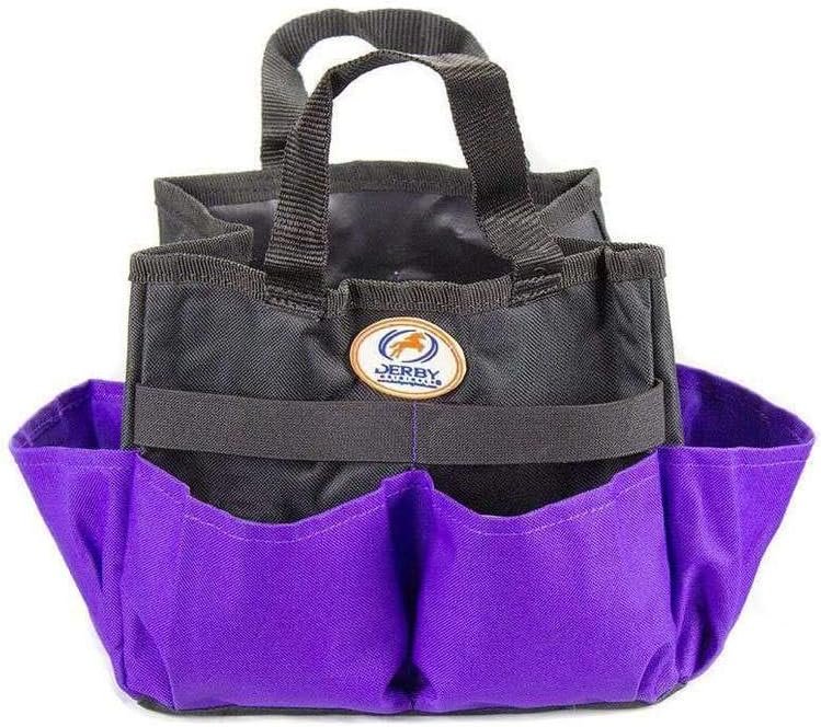 Derby Originals 600D Nylon Horse/Dog Grooming Tote Caddy Bag with 6 Pockets & Elastic to Secure Items (Purple),90-9286-PR