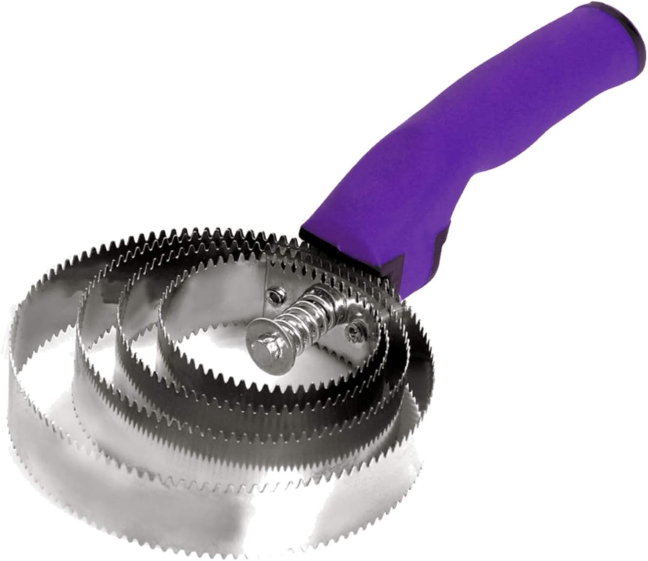 BOTH WINNERS Reversible Stainless Steel Curry Comb with Soft Touch Grip (Purple)